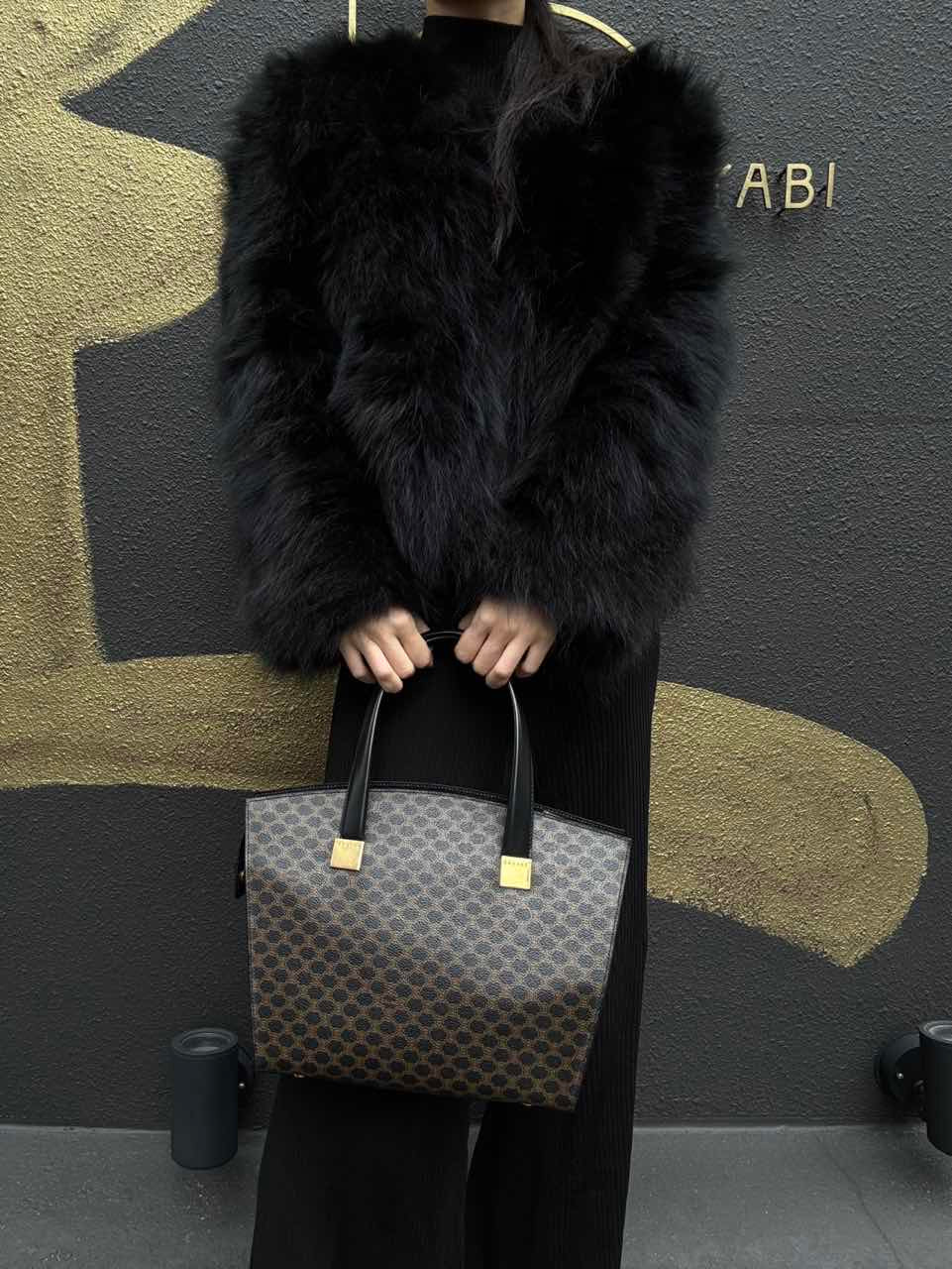 CELINE Handbag, Brown, Gold-Tone Hardware