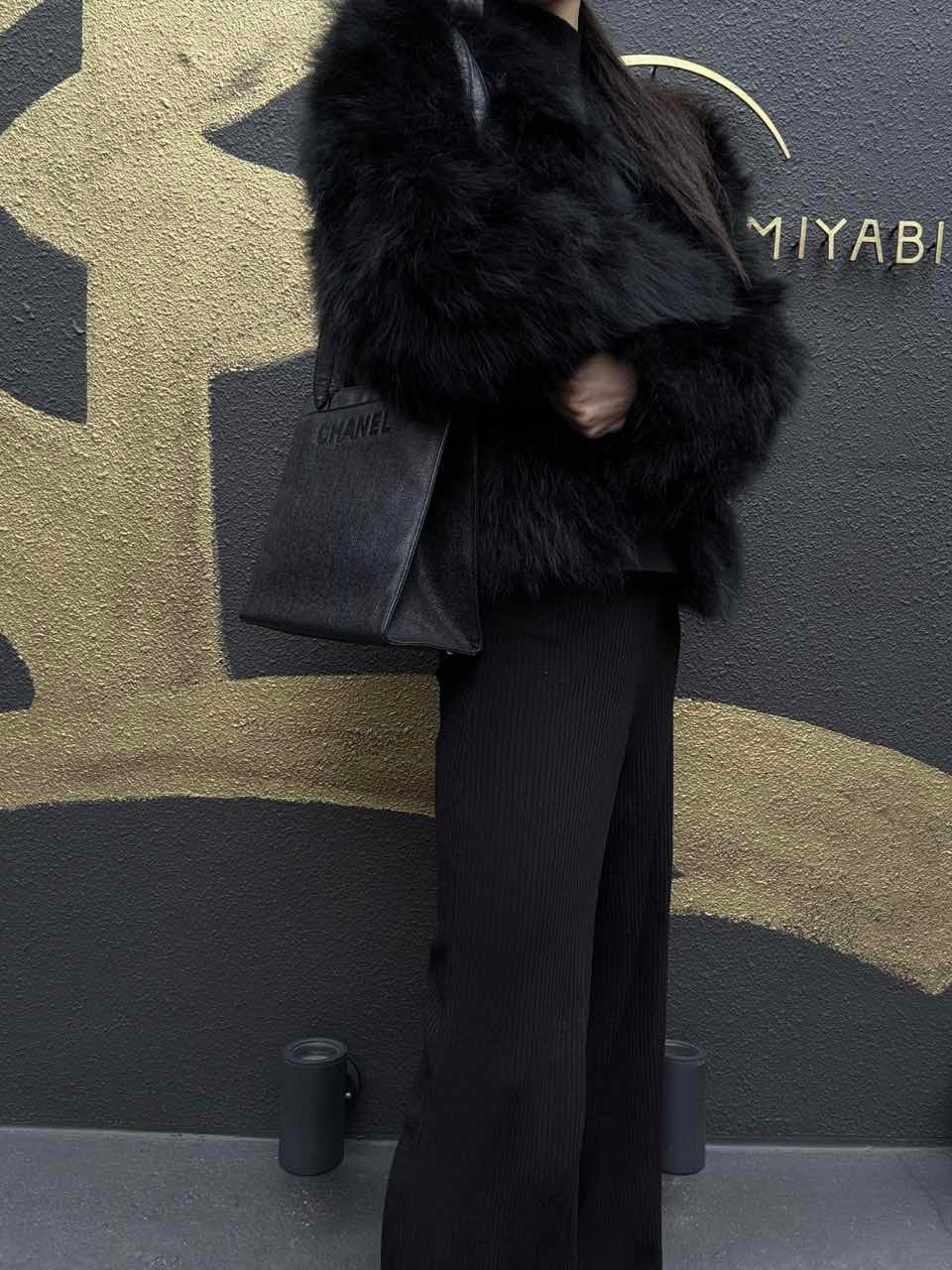 CHANEL Tote Bag Caviar Skin Black Gold Hardware CHANEL Black Calfskin Leather Tote Shoulder Bag