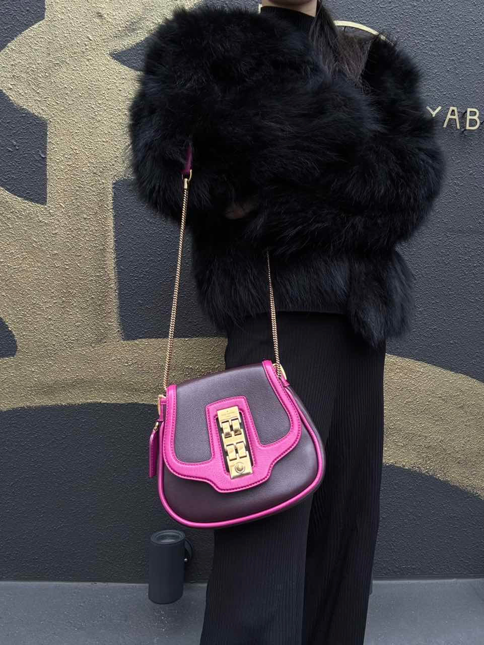LOUIS VUITTON Trapezio Suhari Shoulder Bag, Prune Art Deco Pattern, Purple Color Block, Limited Edition, Gold Hardware, Includes Box