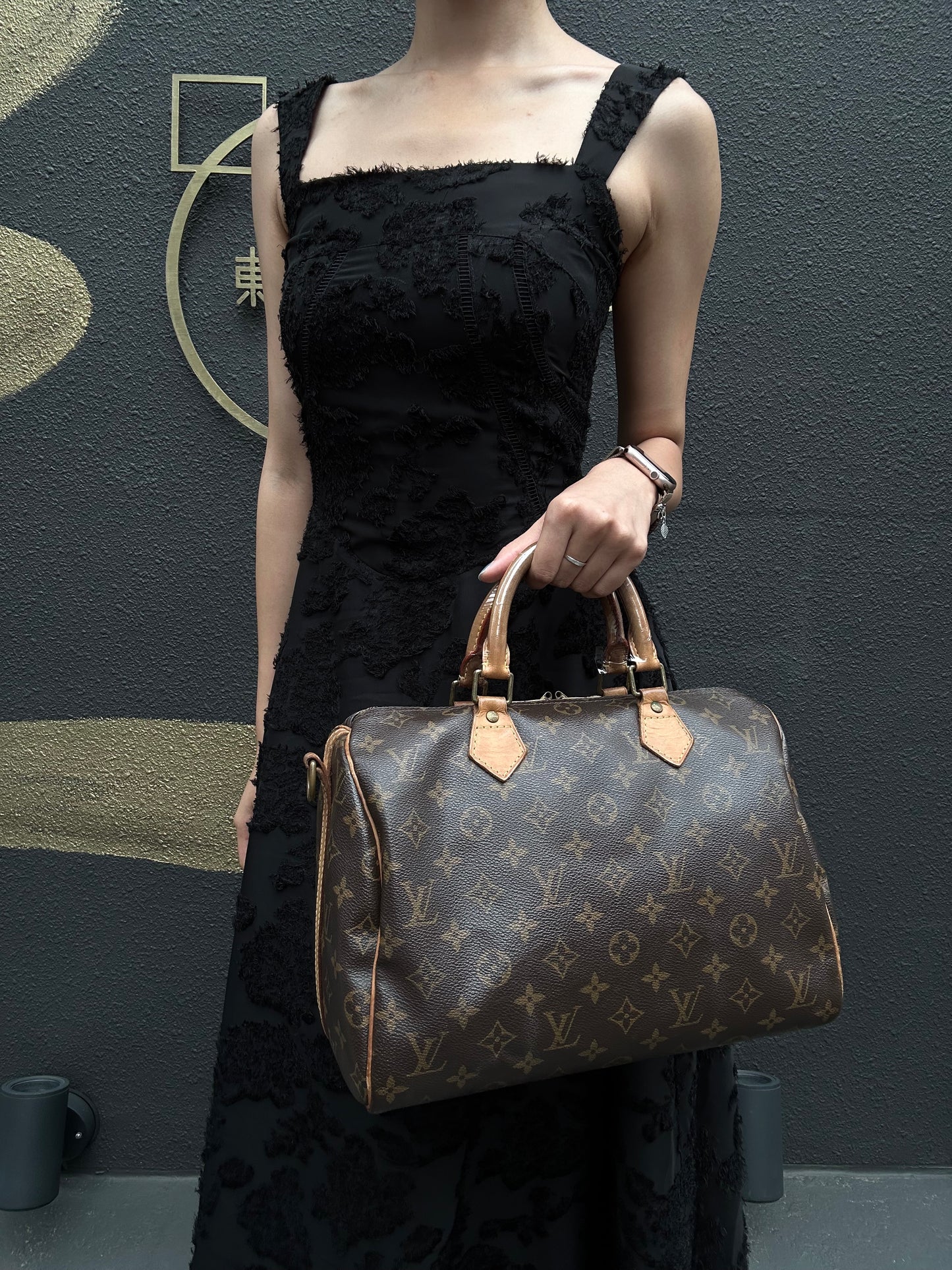 LOUIS VUITTON LV Nano Speedy Monogram Canvas With Shoulder Strap Handbag Brown PVC