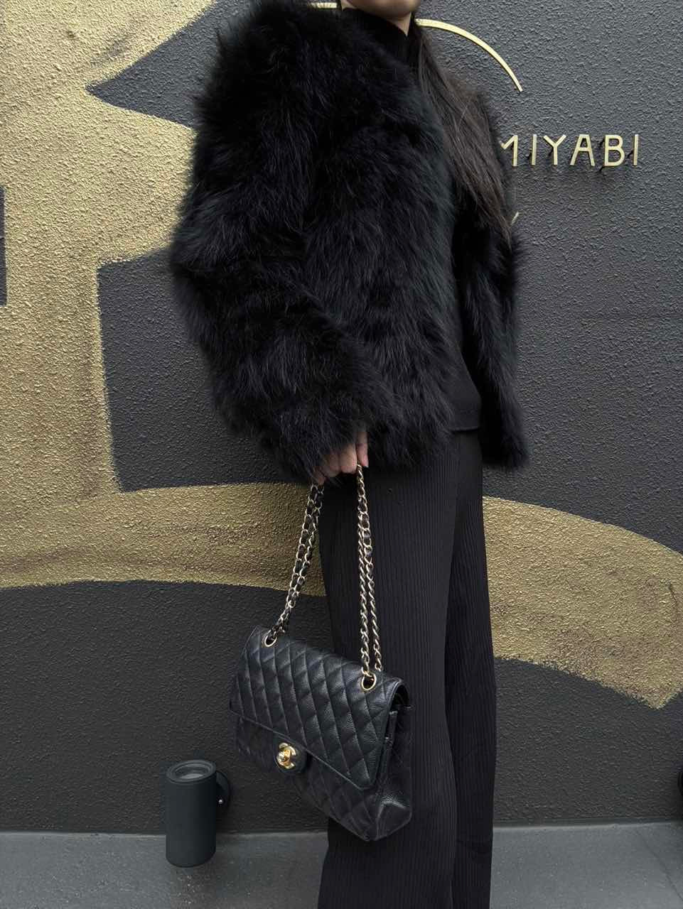 CHANEL Classic Flap (CF) Matelasse Shoulder Bag, Black, Gold Hardware, Grained Calfskin, Crossbody Bag