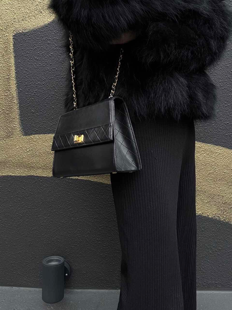 CHANEL 2.55 Shoulder Bag Lambskin Black Gold HardwareBlack Lambskin Quilted Flap Box Shoulder Bag