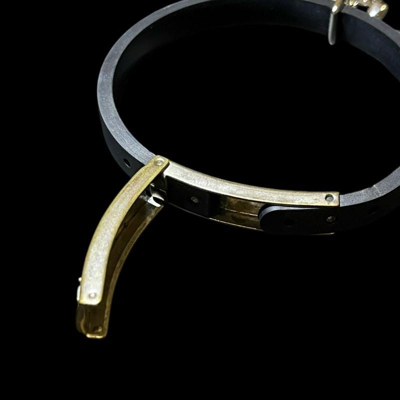 NINA RICCI Bracelet, Silver Hardware, Black Leather