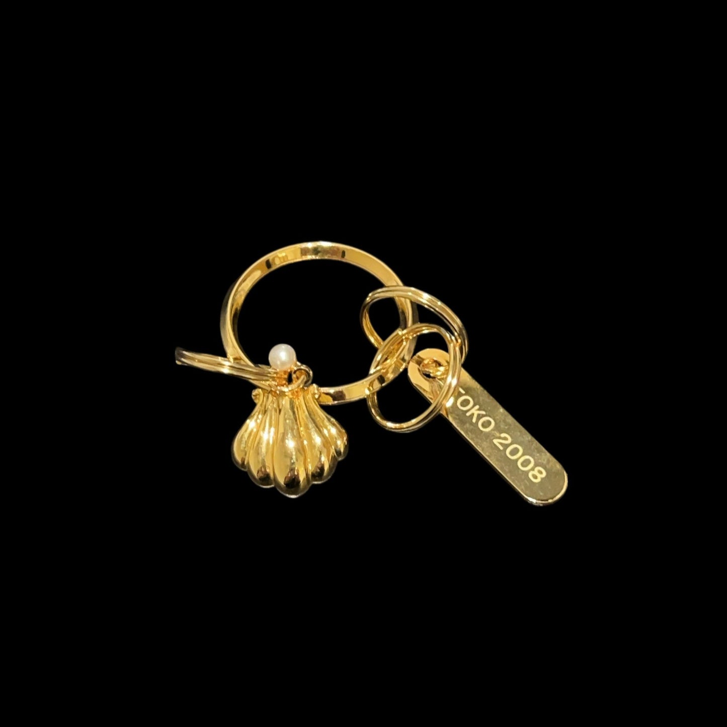 MIKIMOTO Key Ring, Gold Hardware