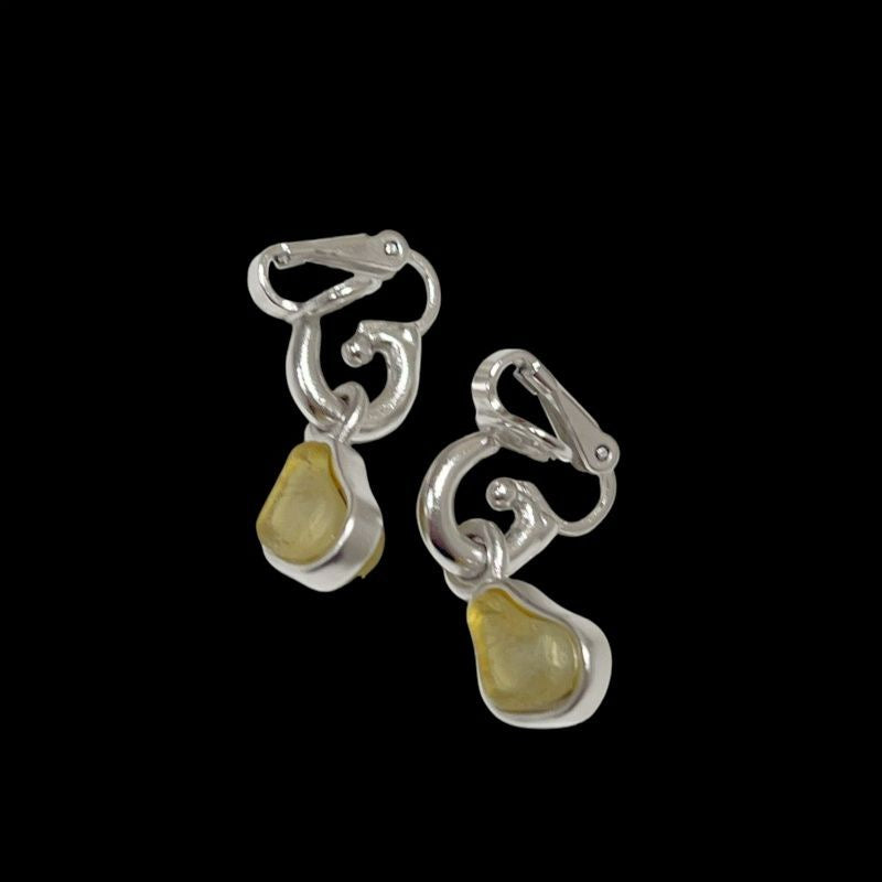 NINA RICCI Earrings, Silver Hardware, Clip-On Earrings