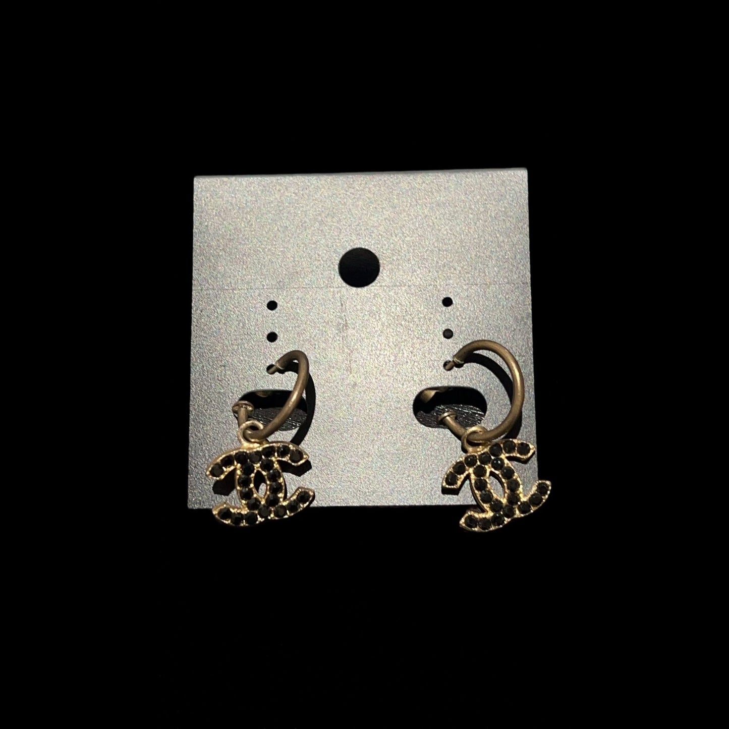 CHANEL Coco Mark Earrings, Black