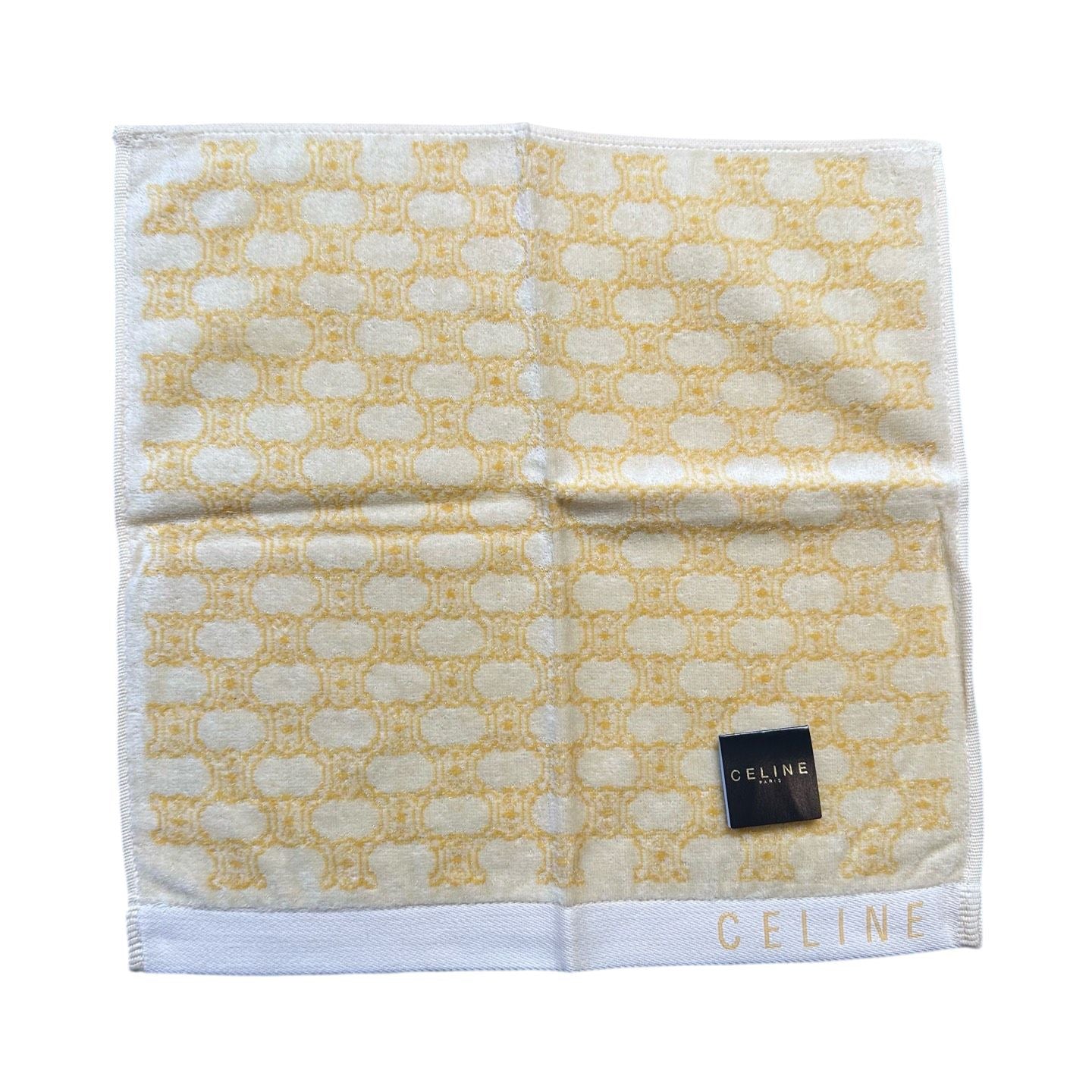 CELINE Celine Towel Handkerchief Yellow Silk Scarf