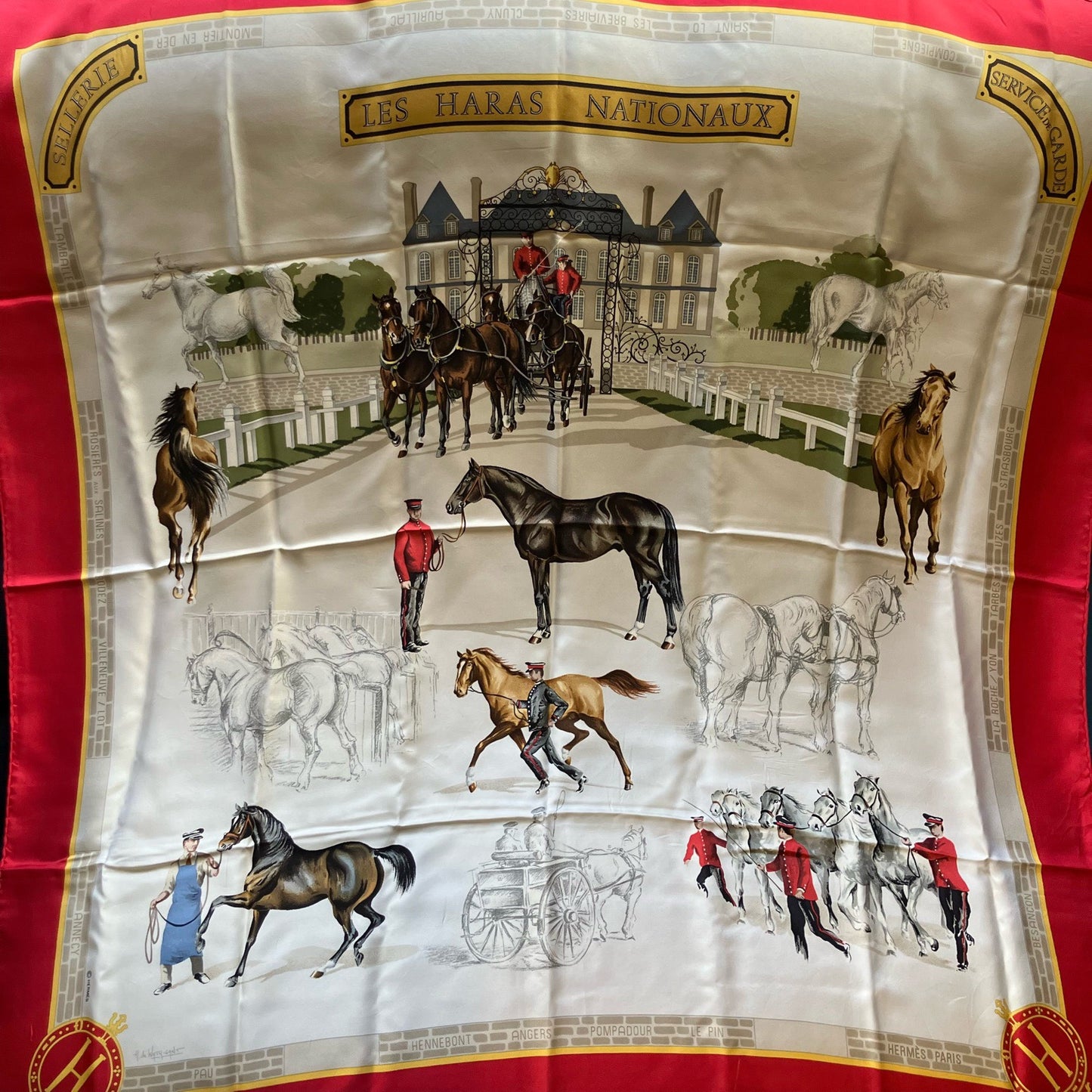 HERMES Hermes Scarf Red, No Wash Label