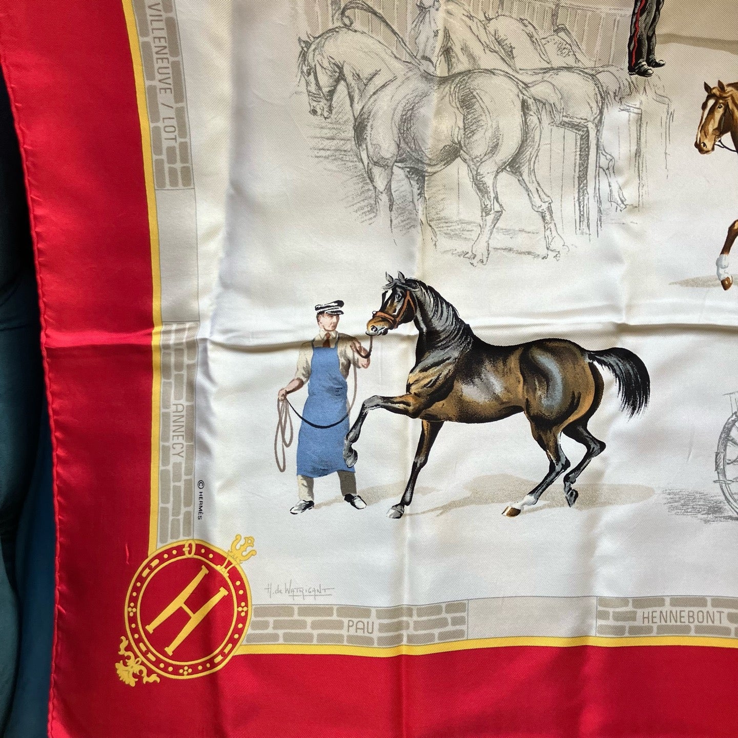HERMES Hermes Scarf Red, No Wash Label