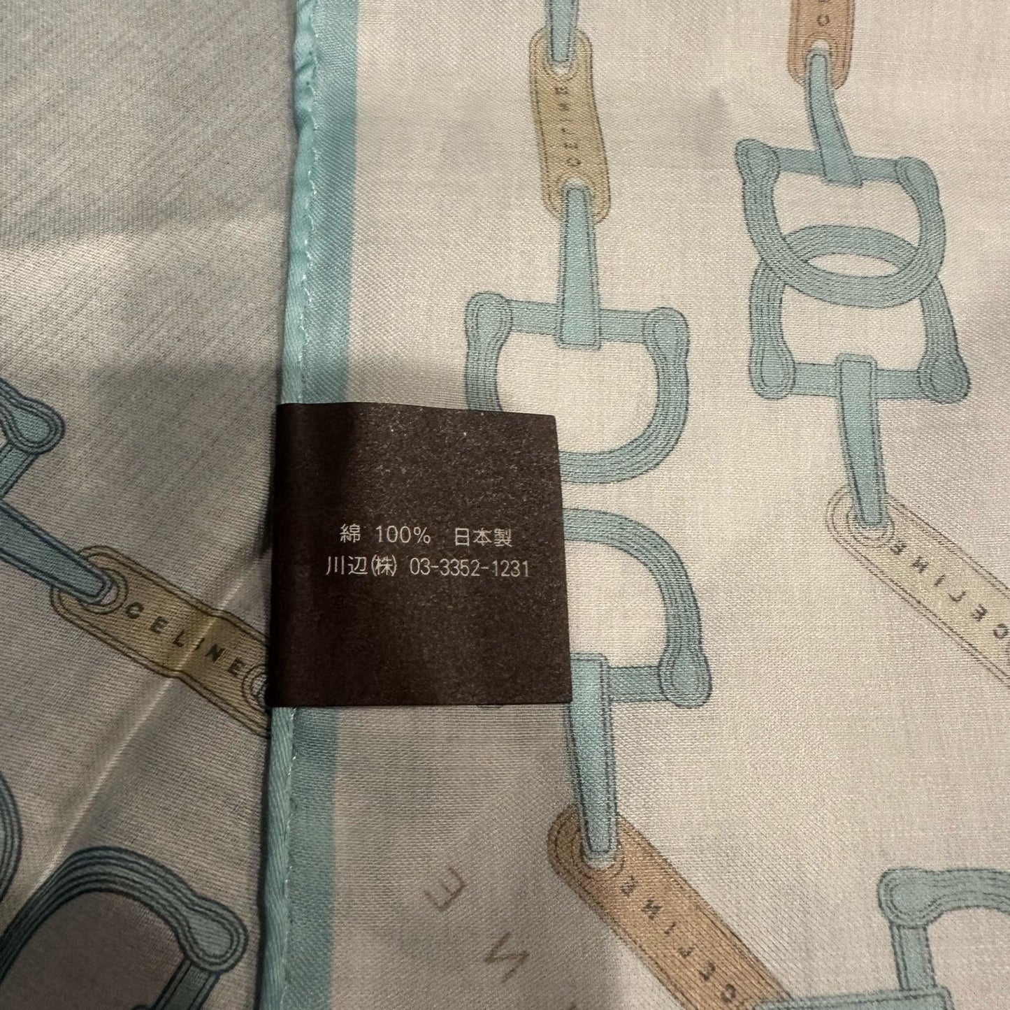 CELINE Celine Handkerchief Blue Silk Scarf Square Scarf