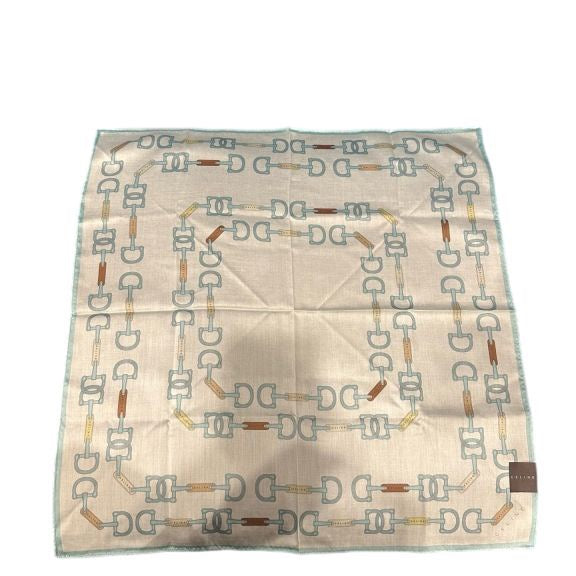 CELINE Celine Handkerchief Blue Silk Scarf Square Scarf