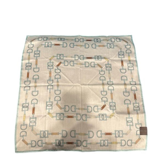 CELINE Celine Handkerchief Blue Silk Scarf Square Scarf
