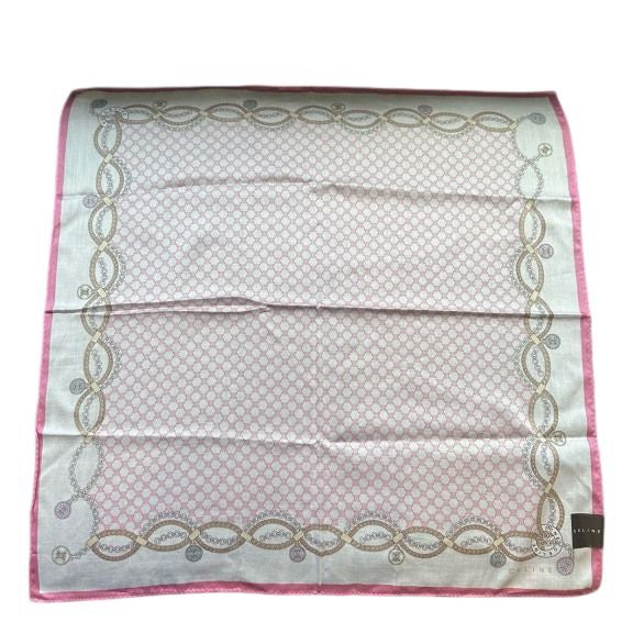 CELINE Celine Handkerchief Pink Square Scarf Silk Scarf