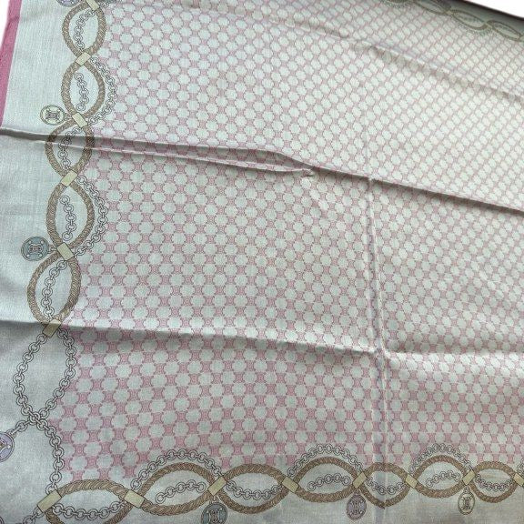 CELINE Celine Handkerchief Pink Square Scarf Silk Scarf