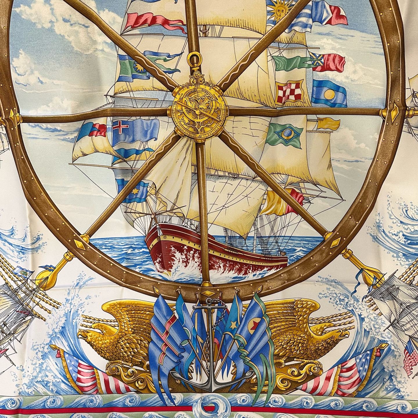 HERMES Hermes Scarf Navy, With Tag, Silk Scarf