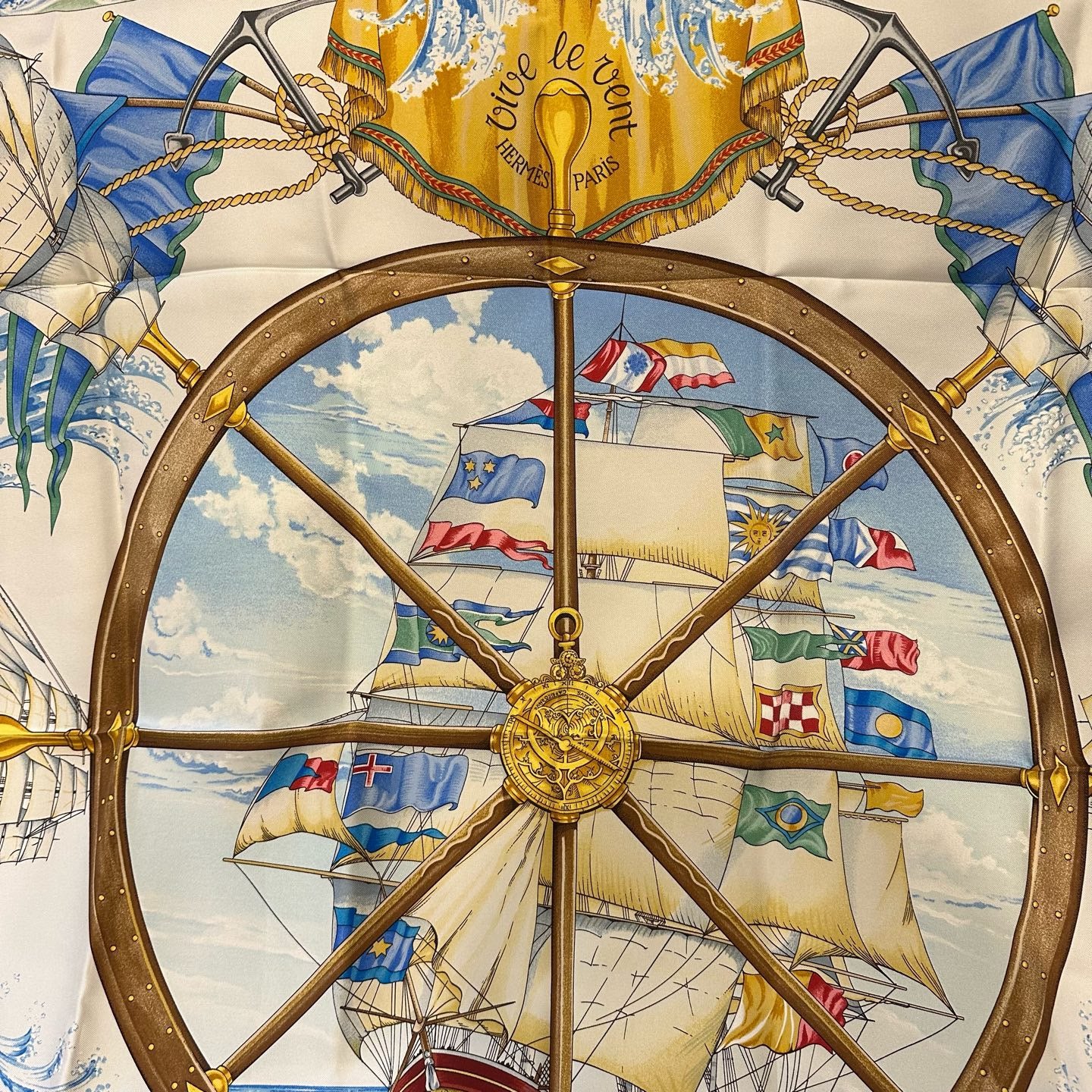 HERMES Hermes Scarf Navy, With Tag, Silk Scarf