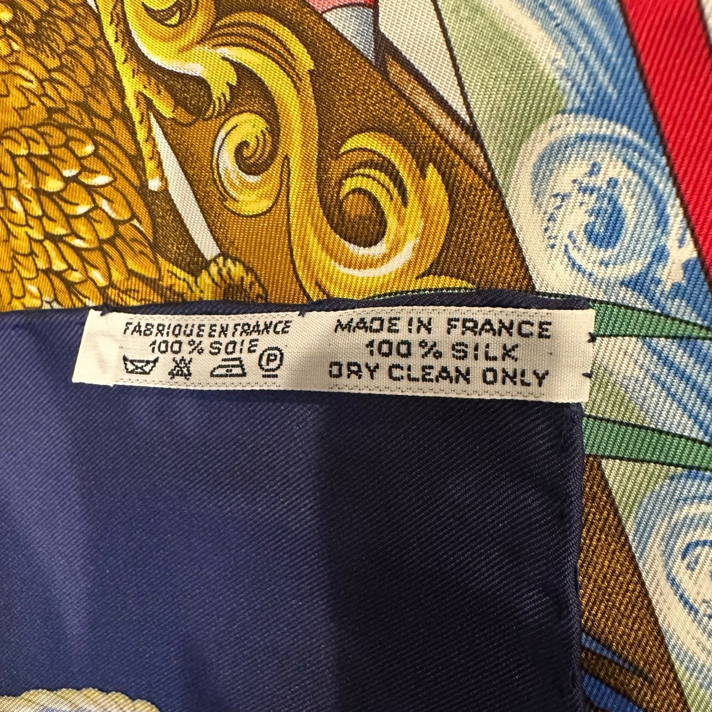 HERMES Hermes Scarf Navy, With Tag, Silk Scarf