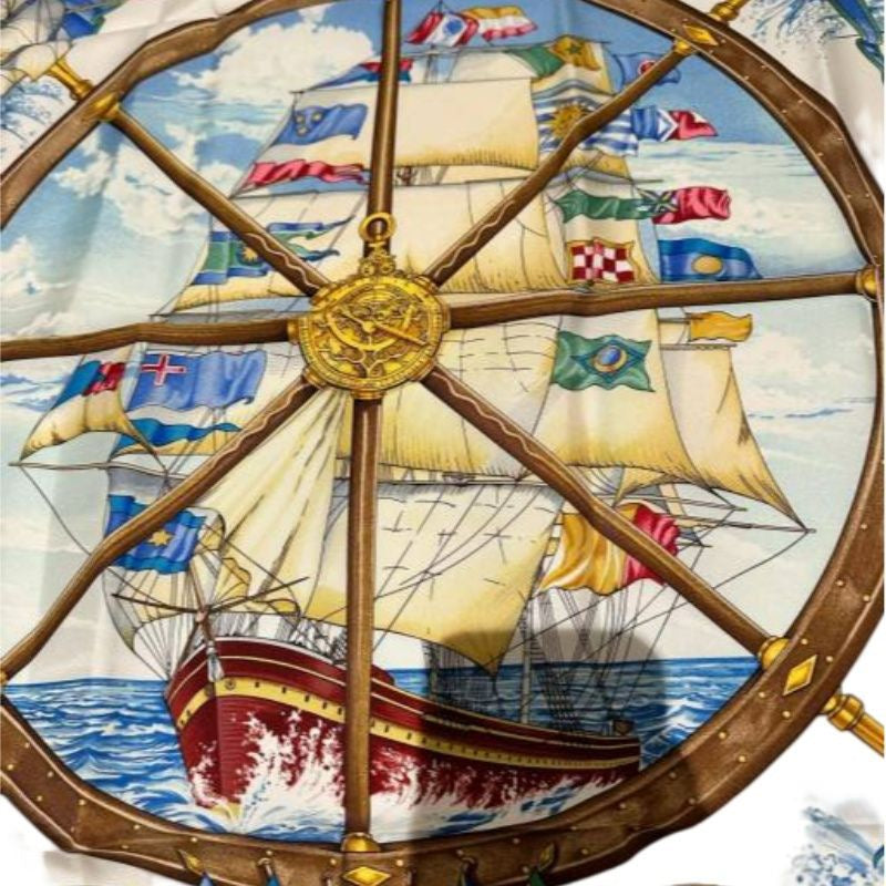 HERMES Hermes Scarf Navy, With Tag, Silk Scarf