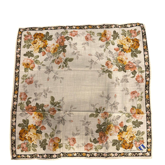 Saint Laurent YSL Handkerchief Rose Square Scarf Silk Scarf