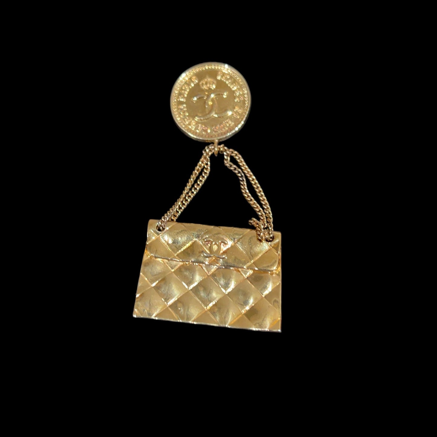 CHANEL Coco Mark Matelasse Brooch, Bag Design, Alloy