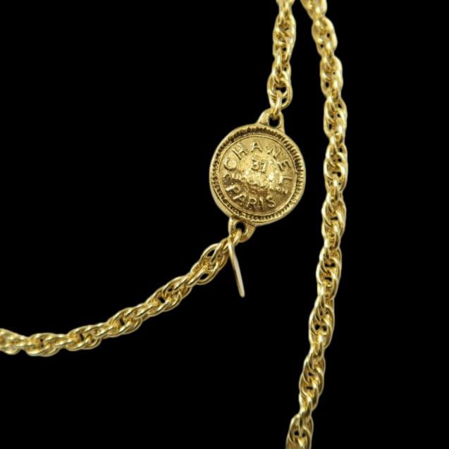 CHANEL Chain Necklace, Gold Plated, Alloy, Sweater Chain, Waist Chain, Necklace