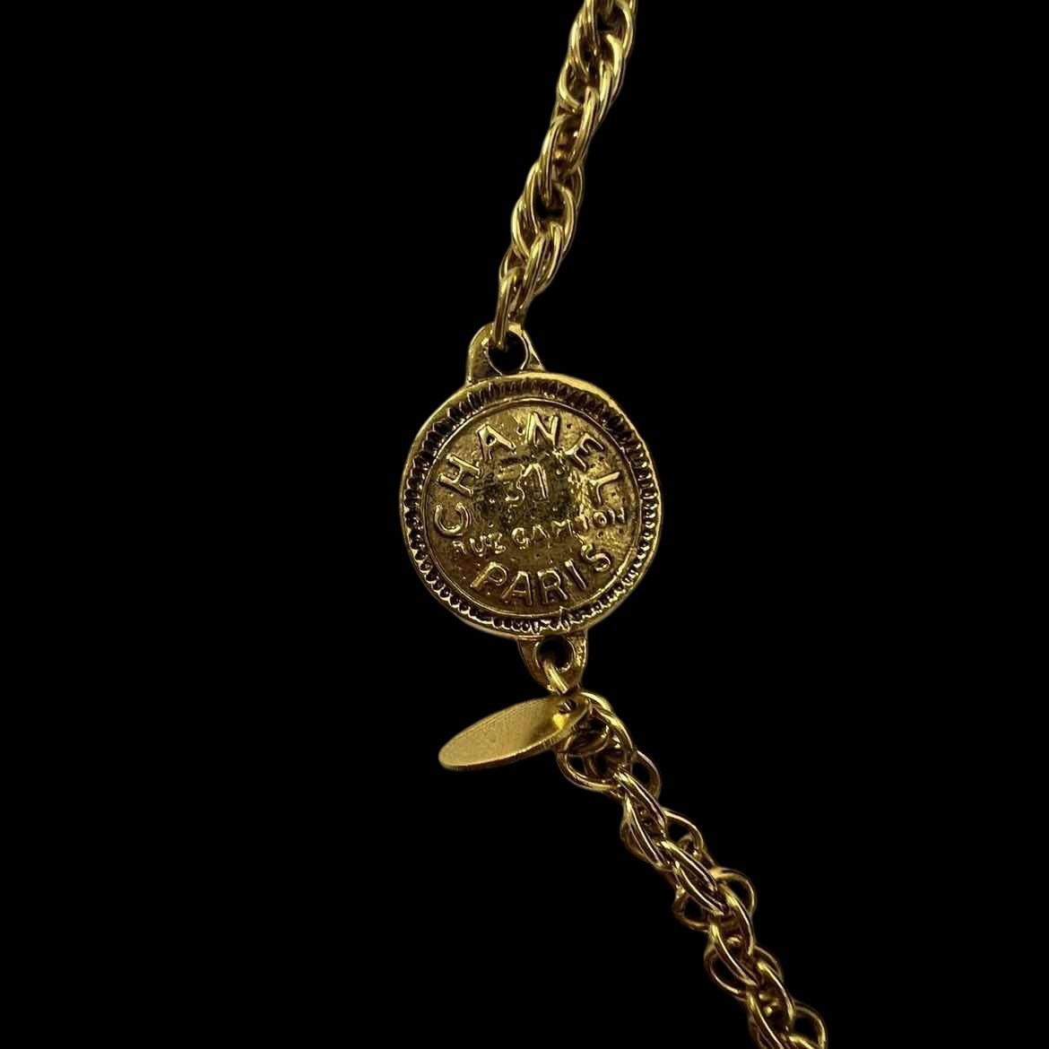 CHANEL Chain Necklace, Gold Plated, Alloy, Sweater Chain, Waist Chain, Necklace