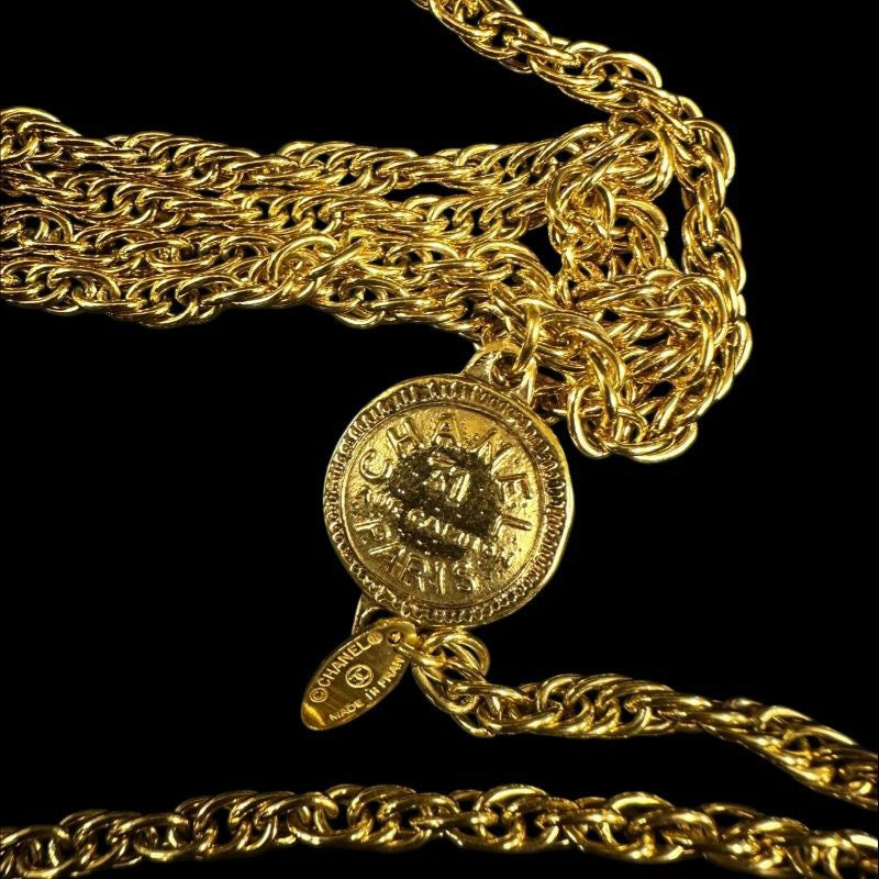CHANEL Chain Necklace, Gold Plated, Alloy, Sweater Chain, Waist Chain, Necklace