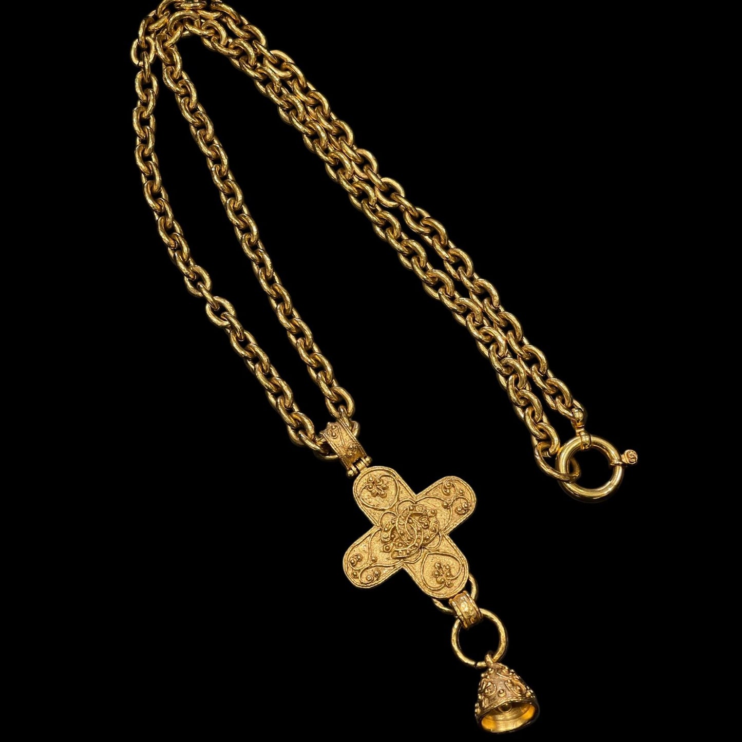 CHANEL Coco Mark Necklace, Gold-Plated Alloy, Necklace, Sweater Chain