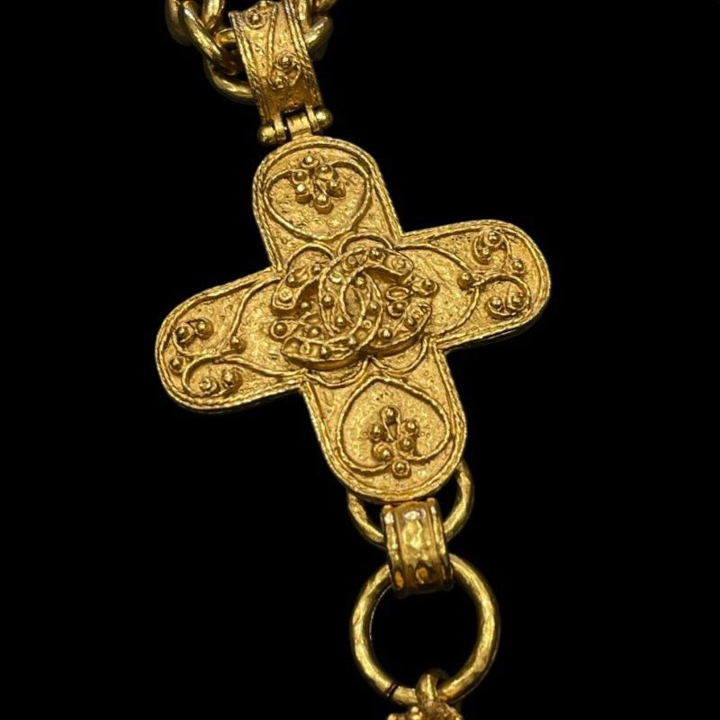 CHANEL Coco Mark Necklace, Gold-Plated Alloy, Necklace, Sweater Chain