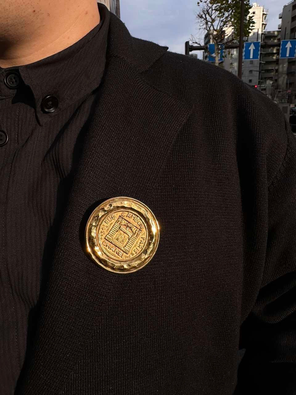 CHANEL Cambon Brooch, Gold-Plated Alloy, Brooch