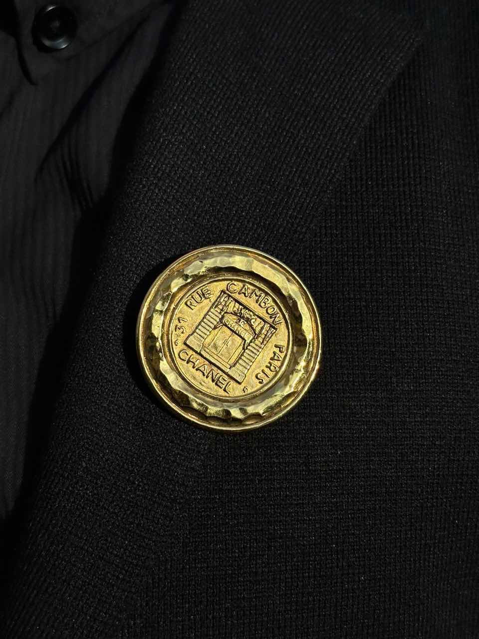 CHANEL Cambon Brooch, Gold-Plated Alloy, Brooch
