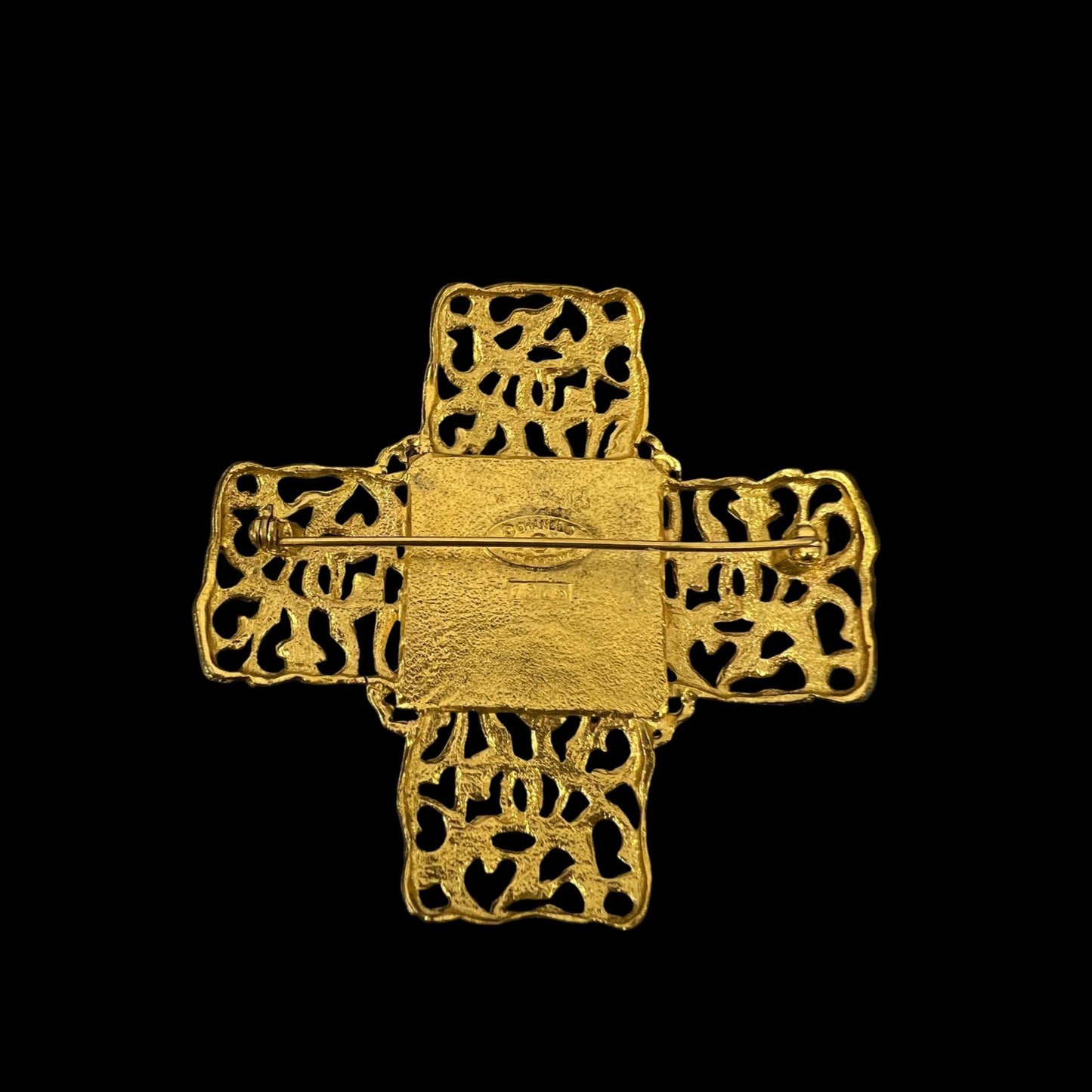 CHANEL Coco Mark Brooch with Green Stone, Gold-Plated Alloy, Brooch