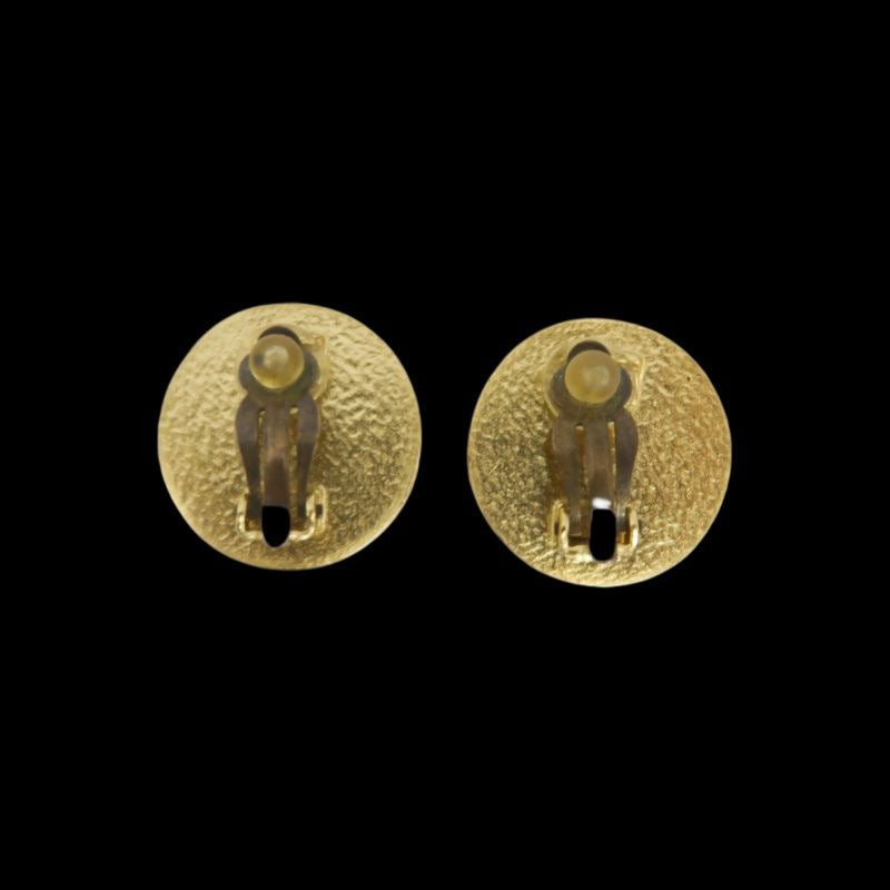 CHANEL Coco Mark Earrings, Red, Gold-Plated Alloy, With Box, Clip-On Earrings