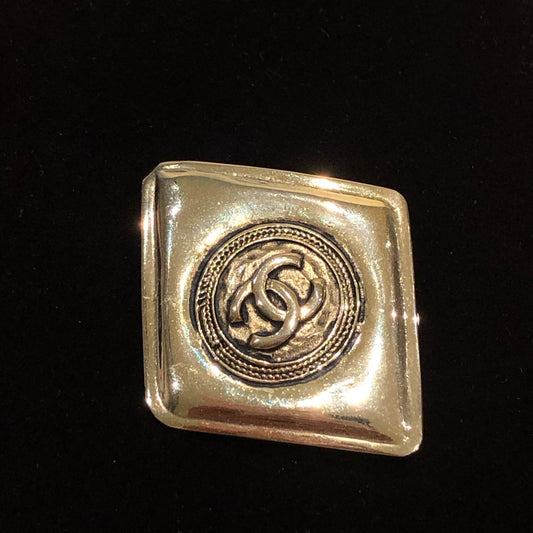 CHANEL Coco Mark Brooch, Gold-Plated Alloy, With Box, Brooch