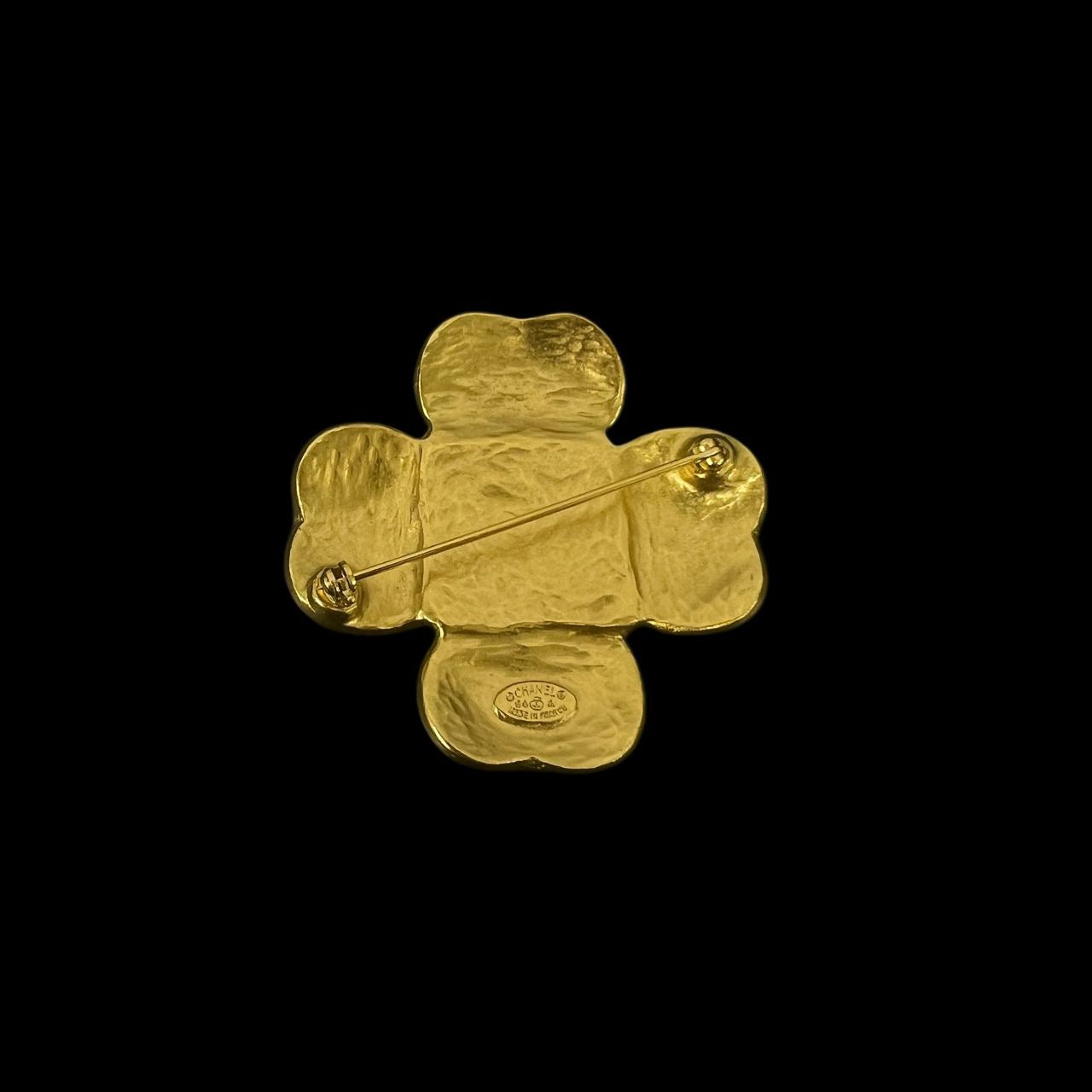 CHANEL Gripoix Brooch with Black Stone, Brooch