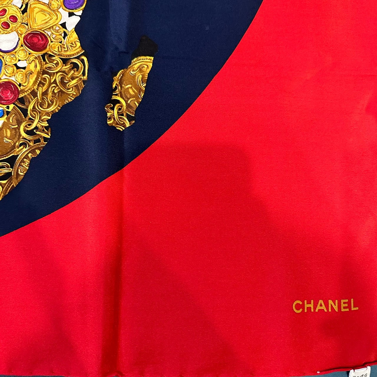 CHANEL Scarf, Navy Tone, Stain