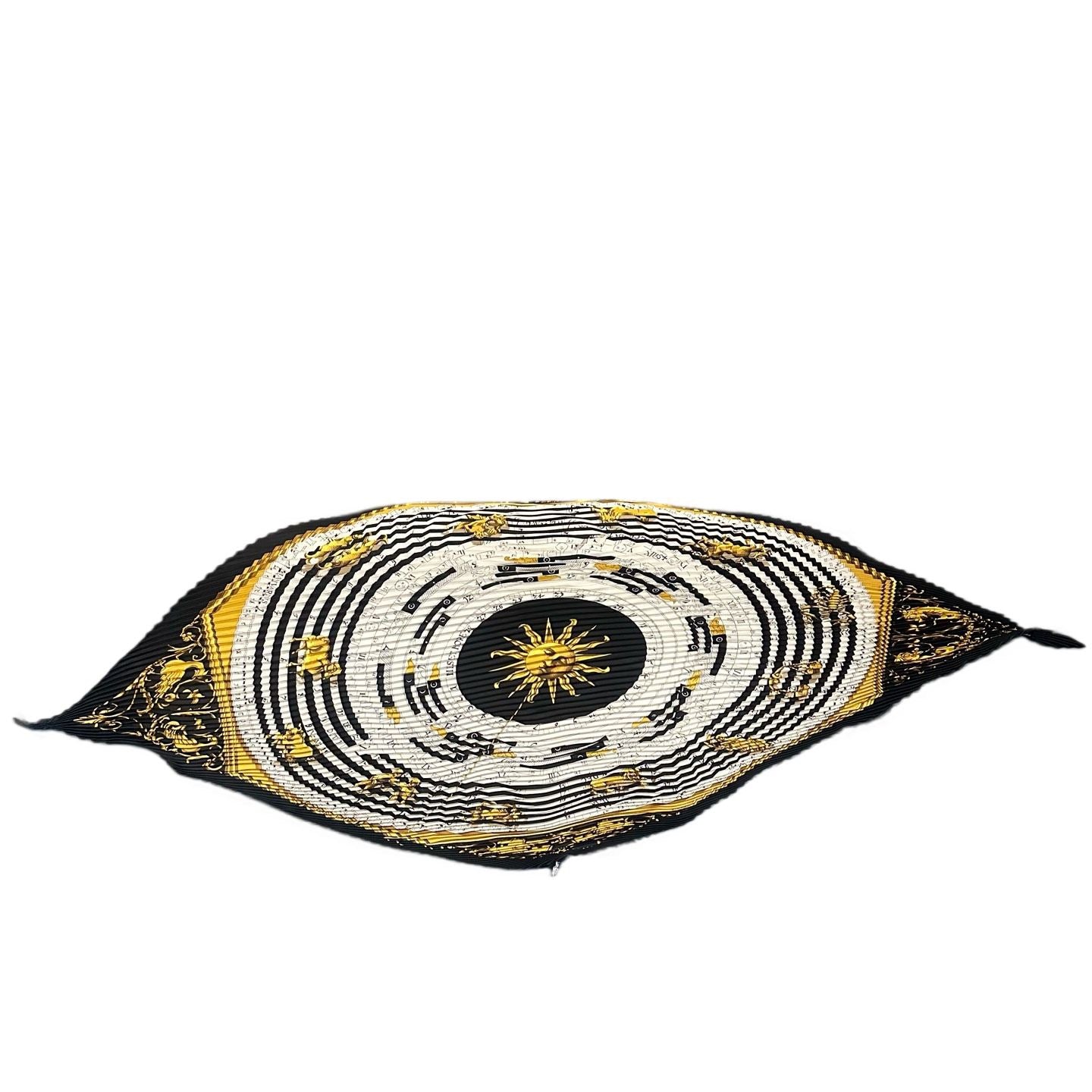 HERMES Carre Plisse Scarf, Black Tone, Pleated, Stain