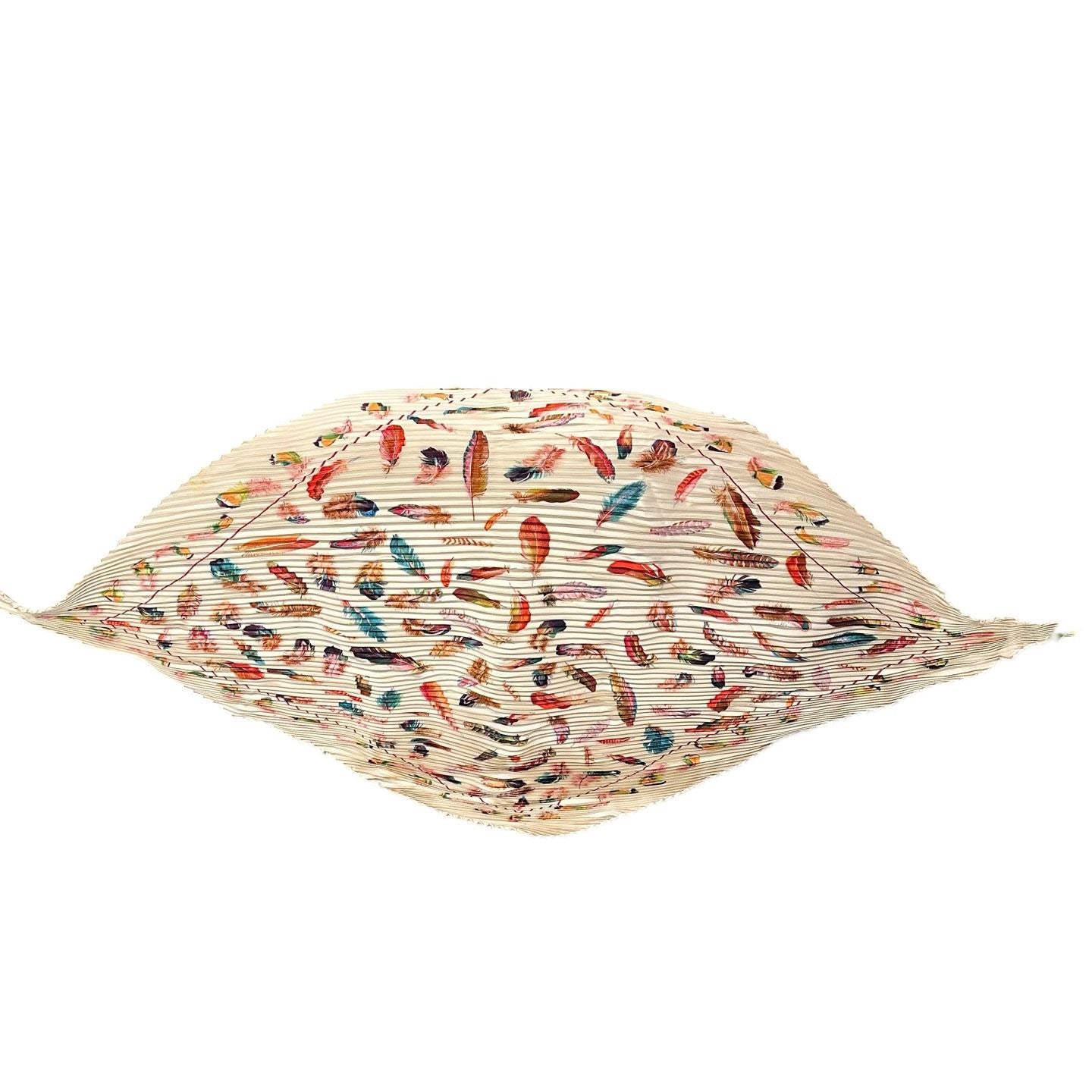 HERMES Carre Plisse Scarf, Beige Tone, Pleated, Stain