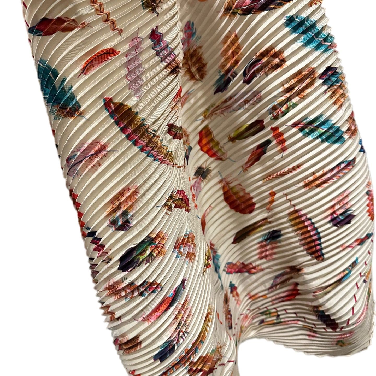 HERMES Carre Plisse Scarf, Beige Tone, Pleated, Stain