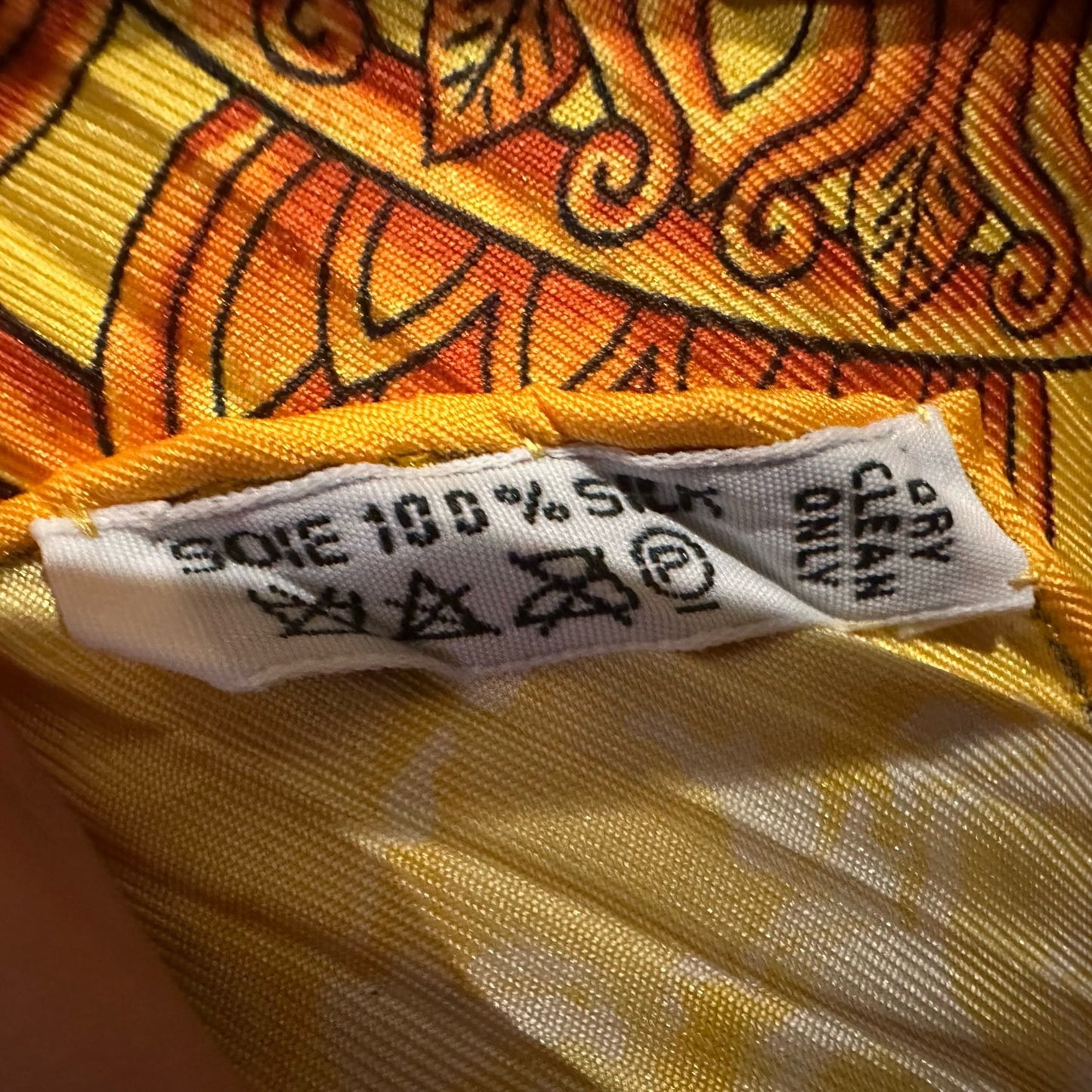 HERMES Carre Plisse, Pleated, Orange Tone, Hermes Scarf