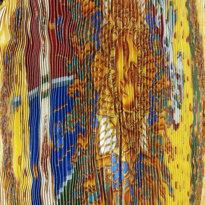 HERMES Carre Plisse, Pleated, Orange Tone, Hermes Scarf
