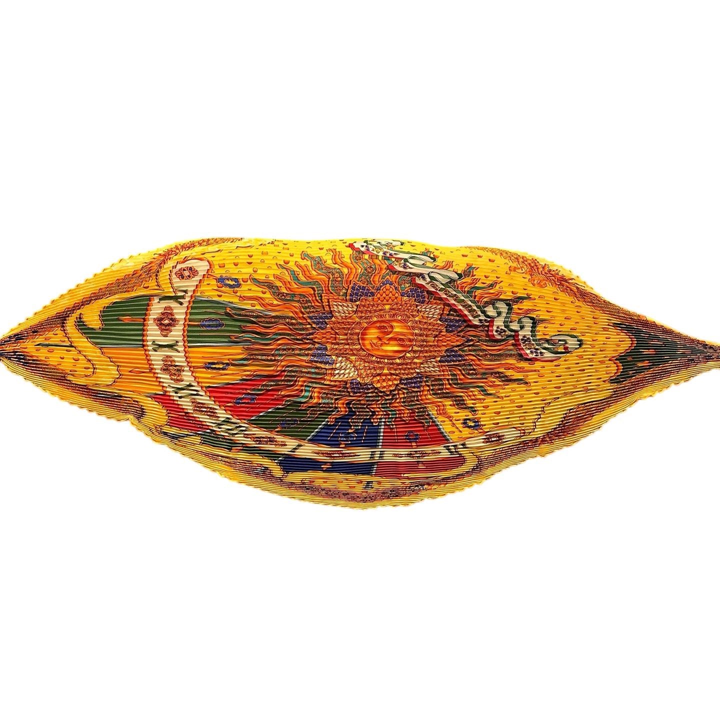 HERMES Carre Plisse, Pleated, Orange Tone, Hermes Scarf