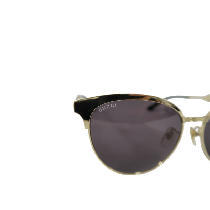 GUCCI Black Resin Round-frame Sunglasses With Gold Frame, Comes With Original Case (Case Has Stains）