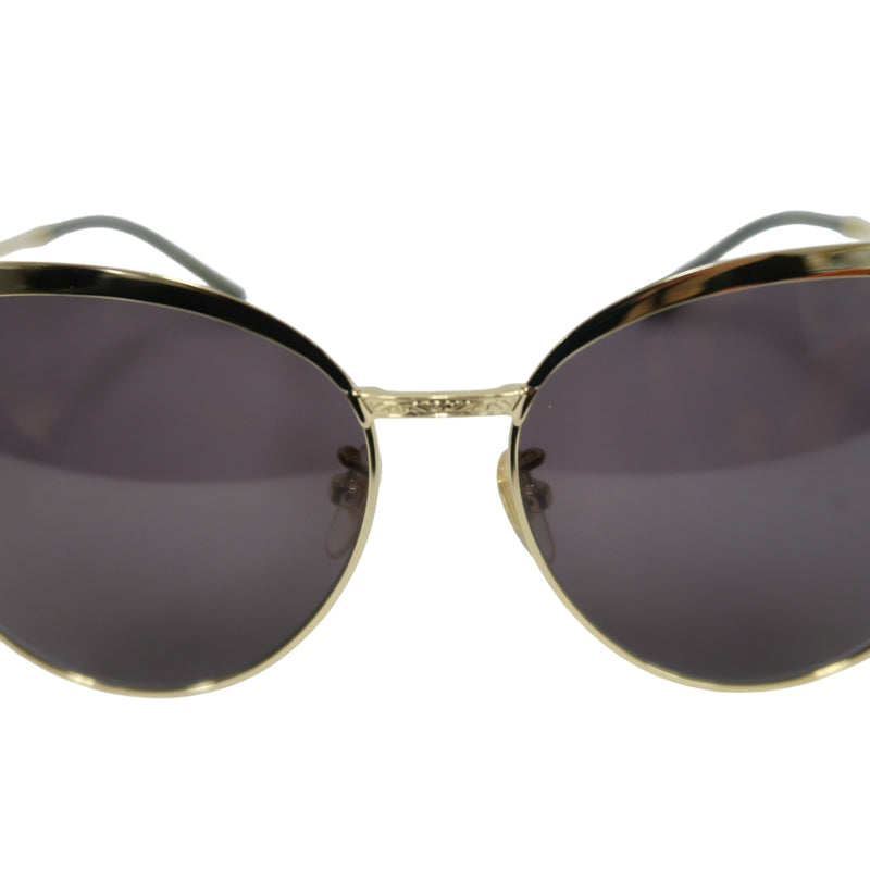 GUCCI Black Resin Round-frame Sunglasses With Gold Frame, Comes With Original Case (Case Has Stains）