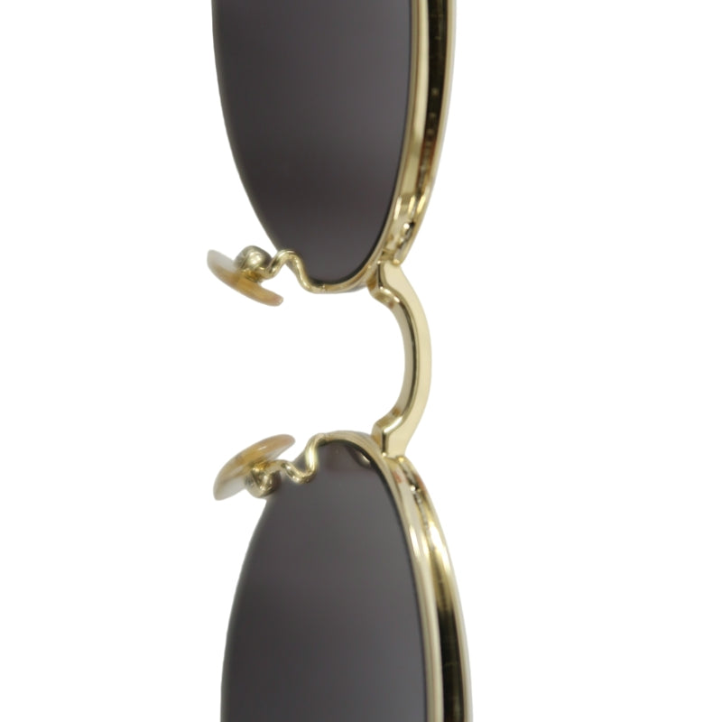 GUCCI Black Resin Round-frame Sunglasses With Gold Frame, Comes With Original Case (Case Has Stains）