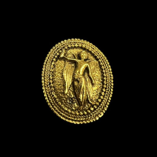 CHANEL Oval Brooch, Gold Hardware, with Box, Alloy Material
