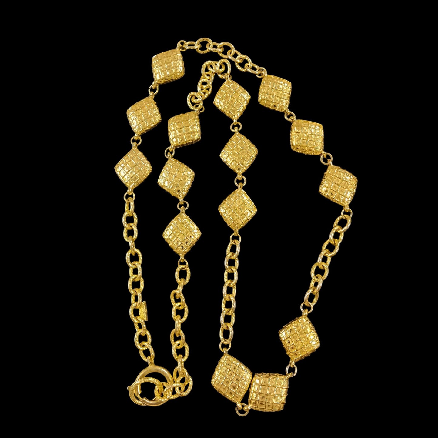 CHANEL Matelasse Long Necklace, Gold Hardware, with Box, Sweater Chain, Waist Chain, Necklace