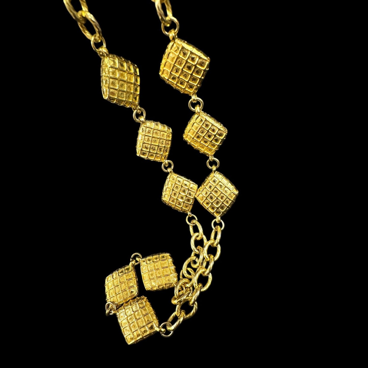 CHANEL Matelasse Long Necklace, Gold Hardware, with Box, Sweater Chain, Waist Chain, Necklace