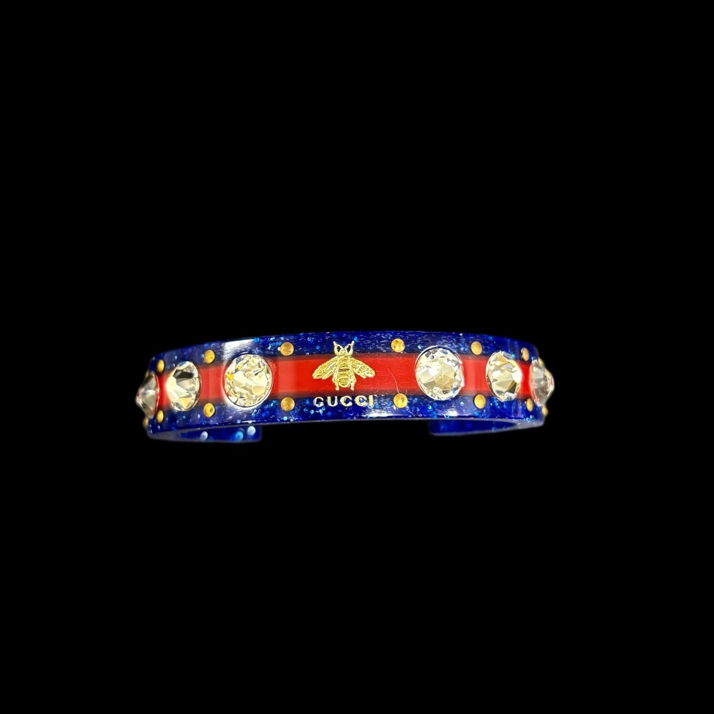 GUCCI Bangle, Bee, Rhinestone, Blue & Red, Bracelet