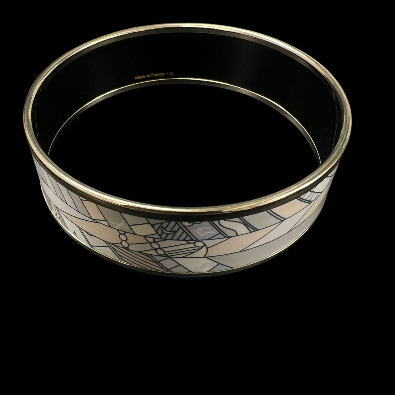 HERMES Bangle, Enamel, Pastel Blue, Silver Hardware, Bracelet